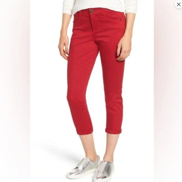 Wit & Wisdom Women Ab-Solution Crop Skinny Pants Ankle Skimmer Red Size 16 - Picture 1 of 5